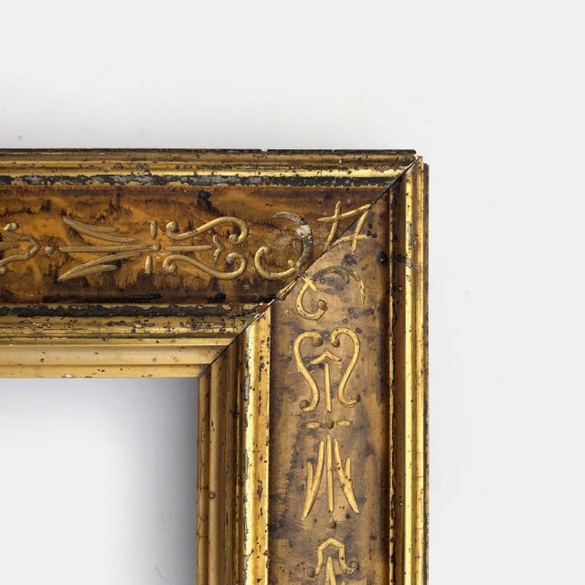 Antique Shabby Chic Gold Frame With Hand Painted Faux Marble Panels For Sale - Image 4 of 6