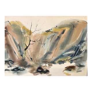 1974 Brigitte Bowyer Carey Landscape Watercolor For Sale