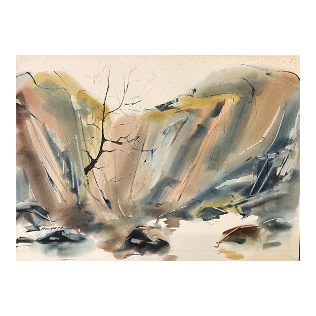 1974 Brigitte Bowyer Carey Landscape Watercolor For Sale