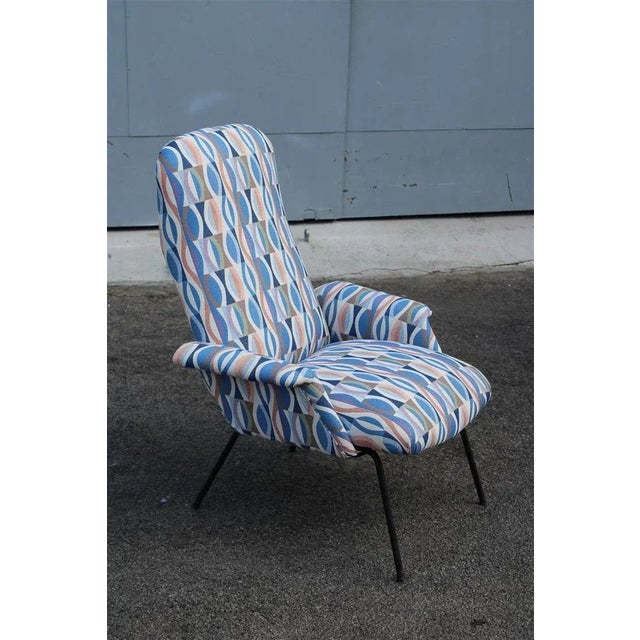Italian Armchair in Optical Fabric from Arflex, 1950s, in Very Good conditions. Designed 1950 to 1959 This piece is...