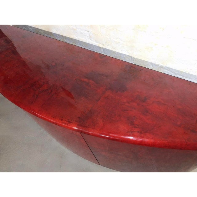 Brown Italian Convex Sideboard in Lacquered Parchment by Aldo Tura For Sale - Image 8 of 17