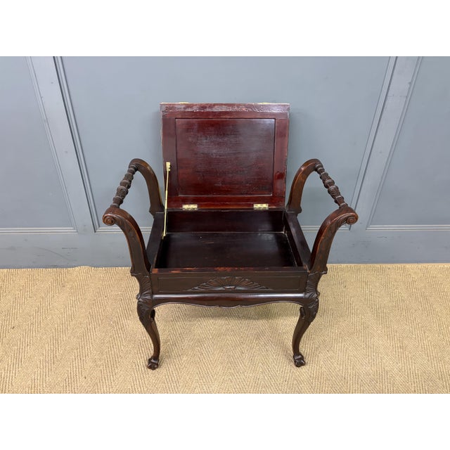 Brown Antique Mahogany Piano Stool, 1895 For Sale - Image 8 of 16