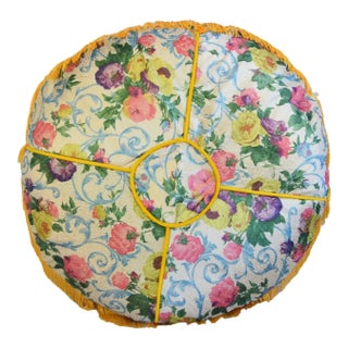 French Floral Pillow Cover W/ Fringe For Sale