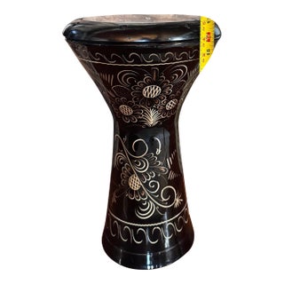 Mid-East Turkish Black Metal Engraved/Etched Darbuka/Doumbek Percussion Drum For Sale