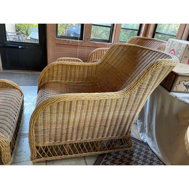 Vintage Smith & Hawken Wicker/Rattan Lounge Chairs With Ottomans For Sale - Image 14 of 14