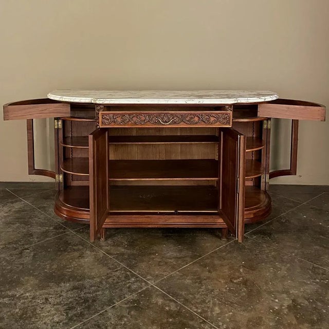 19th Century Louis XVI Marble Top Walnut Display Buffet by Kint of Gand For Sale In Baton Rouge - Image 6 of 13