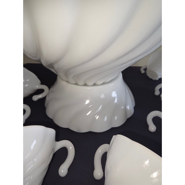 Milk Glass Swirl Pattern Punch Set For Sale - Image 16 of 16