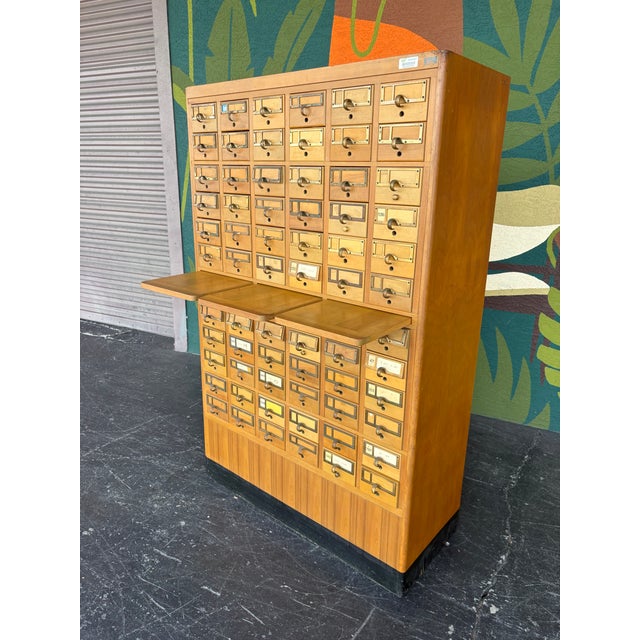 1960s Mid Century Maple 72 Drawer Library Card Catalog For Sale - Image 5 of 12