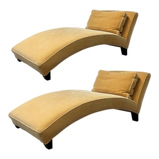Thayer Coggin Mohair Upholstered Chaise Lounges - a Pair For Sale