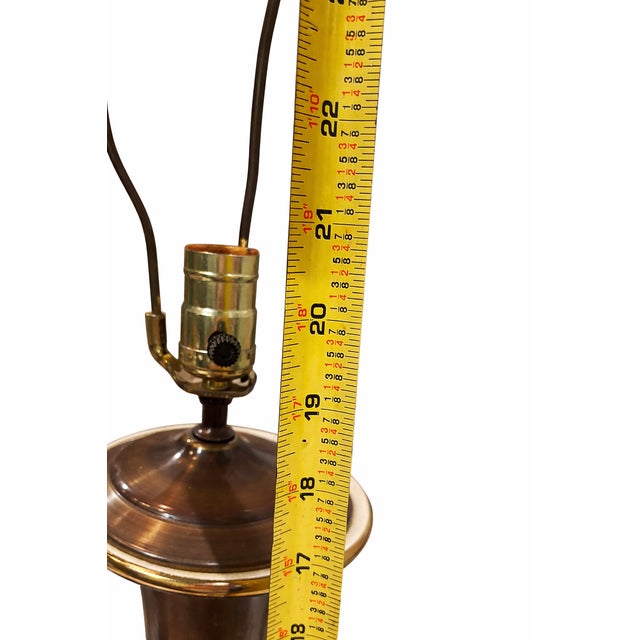 Ceramic Vintage Chinoiserie Hand-Painted Floral Porcelain Table Lamp With Original Finial & Brass Base For Sale - Image 7 of 10