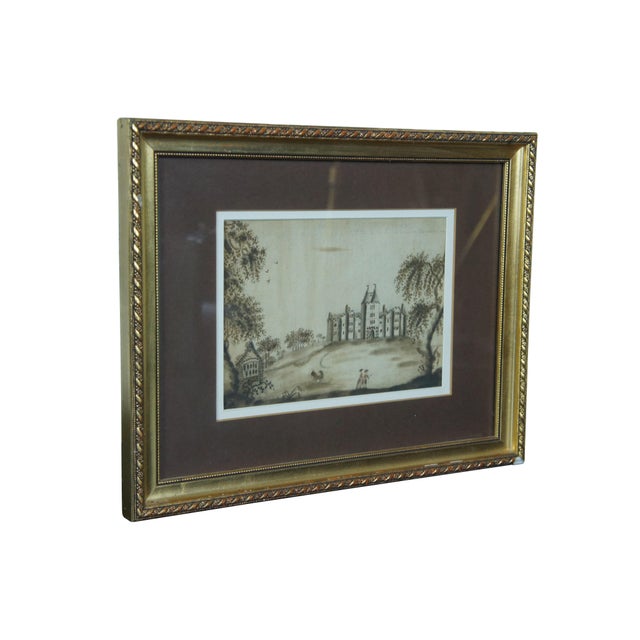 Gothic Antique 18th Century 1792 Watercolor Castle Landscape Cheshire England, Framed For Sale - Image 3 of 11