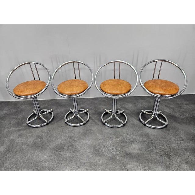 1970s Mid-Century Space Age Chrome Dining Chairs, Italy, 1970s, Set of 4 For Sale - Image 5 of 10