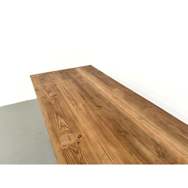 Large Refectory Table in Pine and Beech with X-Shaped Base, 1970s For Sale - Image 9 of 18