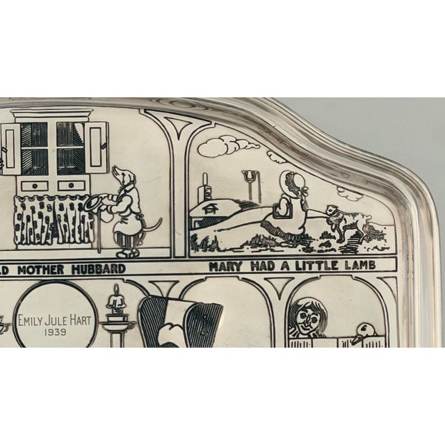 Metal Reed and Barton Engraved Nursery Rhymes Silverplate High Chair Tray - 1939 For Sale - Image 7 of 12