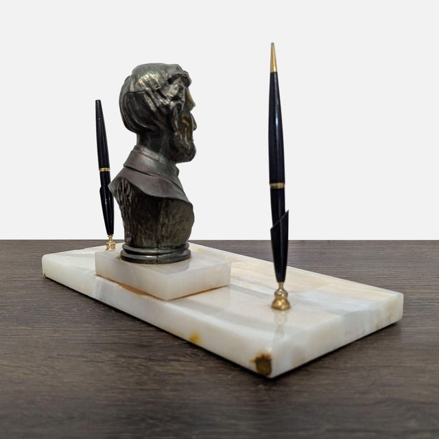 Vintage Marble Pen Set With Lincoln Bust For Sale - Image 4 of 9