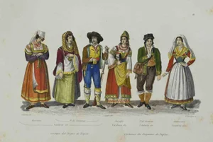 Costumes of the Reign of Naples, Etching, 19th Century
