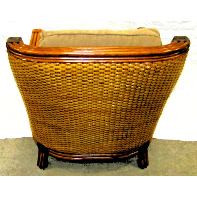 Wood 1970s Vintage Rattan Wicker Mandalay Chair With Cushions For Sale - Image 7 of 17