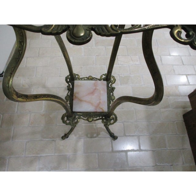 Brass Antique Brass Marble Ornate Rococo Gueridon Candle / Plant Lamp Table Pedestal For Sale - Image 8 of 18