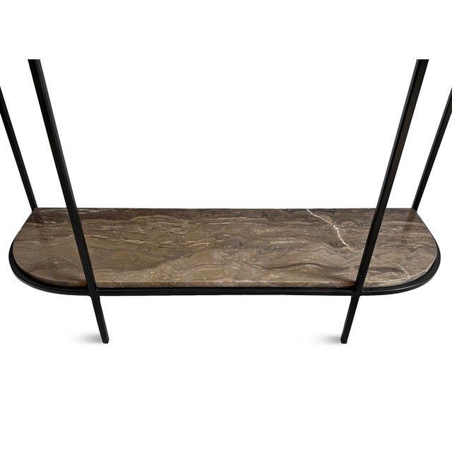Modern Rounded Taupe Marble & Iron Console Table For Sale - Image 12 of 12
