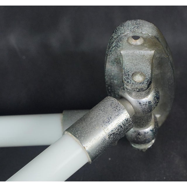 European Mid Century Nickel & Milk Glass Double Arm Towel Rack For Sale - Image 6 of 7