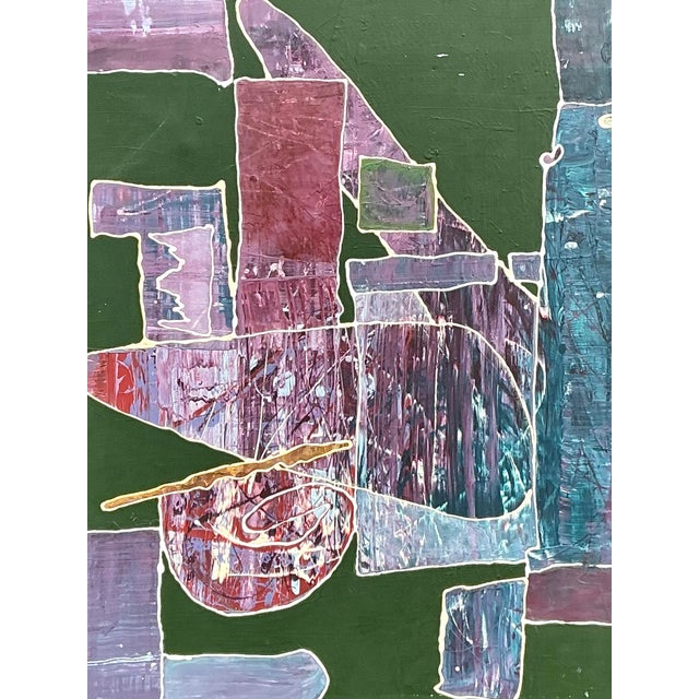 Vintage Original Abstract on Canvas For Sale - Image 4 of 12