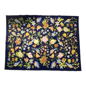 Vintage Embroidered Tapestry a Stunning Floral and Bird Design