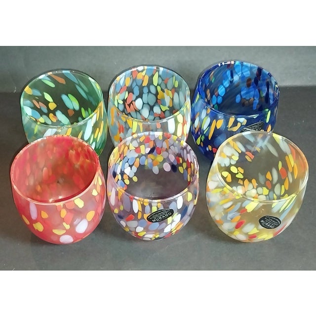 Italian 1990s Murano Style Drinking Glasses Tumblers - Set of 6 For Sale - Image 3 of 4