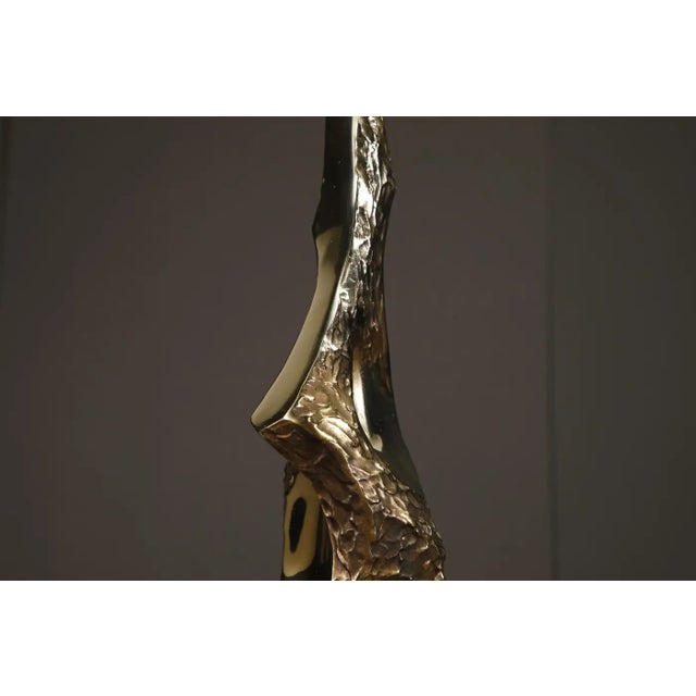 Brutalist Cast Brass and Walnut Table Lamp by Laurel, Usa, 1970s For Sale - Image 9 of 18