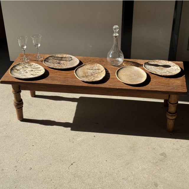 Small Oval Beige Petrified Wood Trinket Dish or Tray with Speckled Rings For Sale - Image 4 of 18
