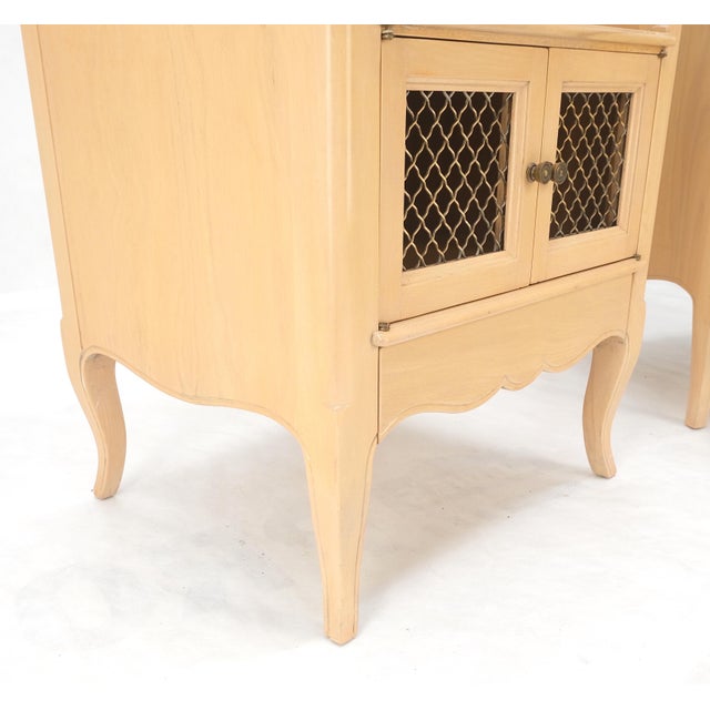 Pair Lattice Doors End Tables Night Stands White Wash Finish French Provincial! For Sale - Image 11 of 16