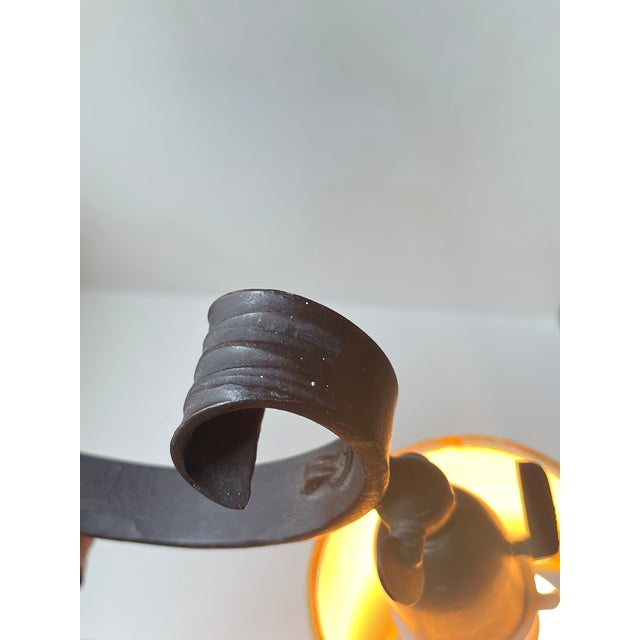 Danish Functionalist Adjustable Floor Lamp in Wrought Iron, 1940s For Sale - Image 9 of 10