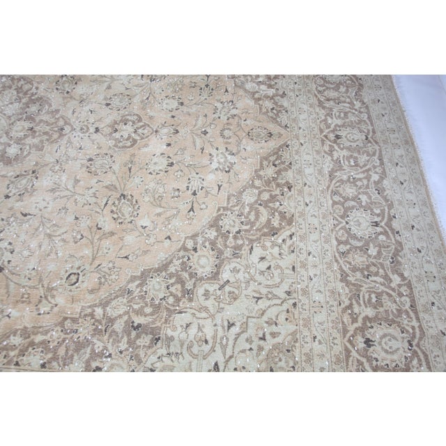 Cream Oversized Vintage Persian Tabriz Rug - Subtle Pastel Palette & Fine Weave -10' X 13' For Sale - Image 8 of 12