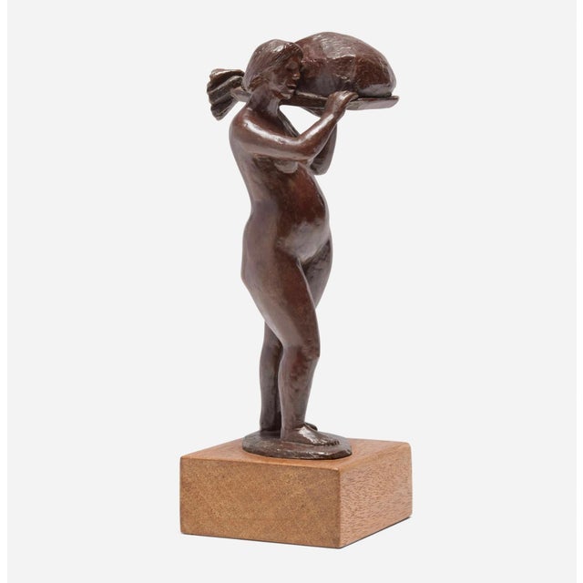 Brown ”The Waitress” 1982 Bronze by Noted California Artist Jorjana Holden For Sale - Image 8 of 15