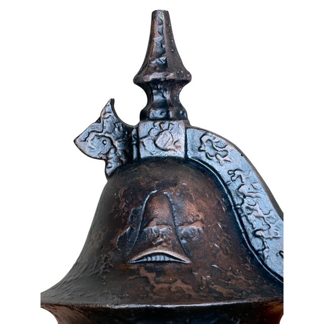 Mission 1920s Storybook Outdoor Porch Light in Antique Copper Finish With Original Amber Glass Shade #2626 For Sale - Image 3 of 7