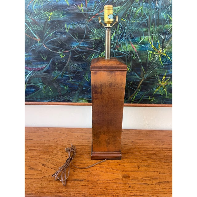Mid 20th Century Vintage Knob Creek Patinated Copper Column Table Lamp For Sale - Image 5 of 11