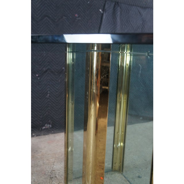 Glass 1980s Hollis Jones Style Hollywood Regency Beveled Glass Brass Dining Breakfast Table For Sale - Image 7 of 12