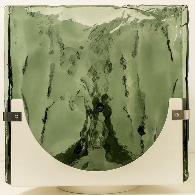 1970s Large Cube Shaped Green Glass Table Light from Leucos, 1970 For Sale - Image 5 of 15