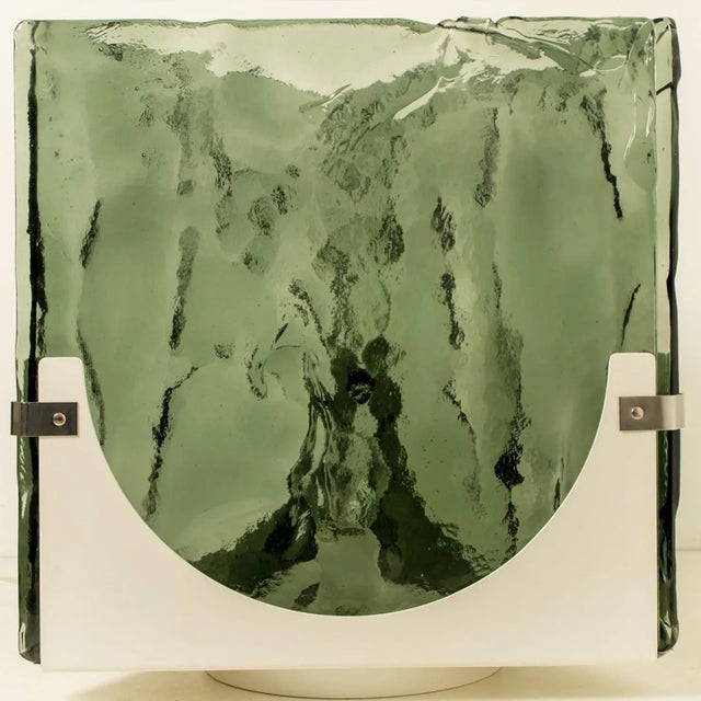 1970s Large Green Glass Cube Table Light from Leucos, 1970 For Sale - Image 5 of 15