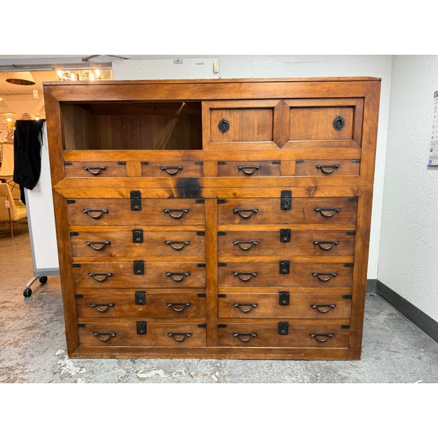 Japanese Two Piece Tansu Chest of Drawers For Sale - Image 4 of 12