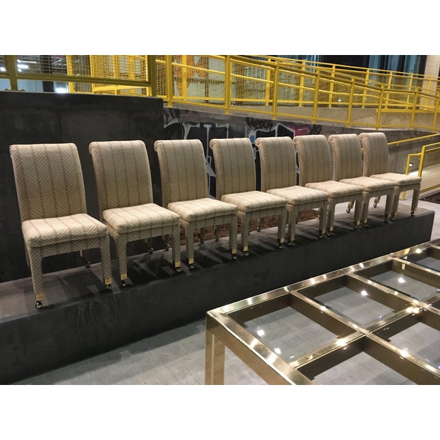 MidCentury Modern Rolled Back Parsons Dining Chairs on Casters by