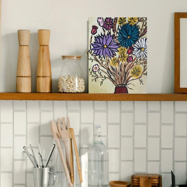 Contemporary Wildflowers a Contemporary Folk Art Painting For Sale - Image 3 of 9