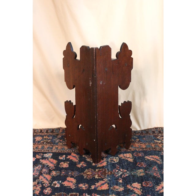 Gothic 1920s Folk Art Dark Walnut Corner Shelf With Gothic Floral Details For Sale - Image 3 of 15