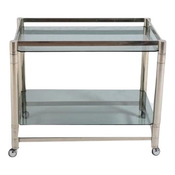 Chromed Steel Serving Cart Side Table, 1970s For Sale