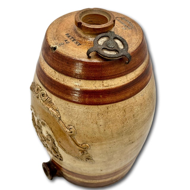 Antique Stephen Greens Lambeth Salt Glaze Stoneware 2 Gallon English Pub Brandy Dispenser Cask - Circa 1840s For Sale - Image 9 of 18