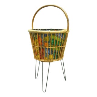 Mid-Century Sewing Basket in Bamboo, 1950s For Sale