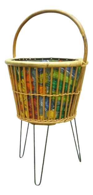 Mid-Century Sewing Basket in Bamboo, 1950s