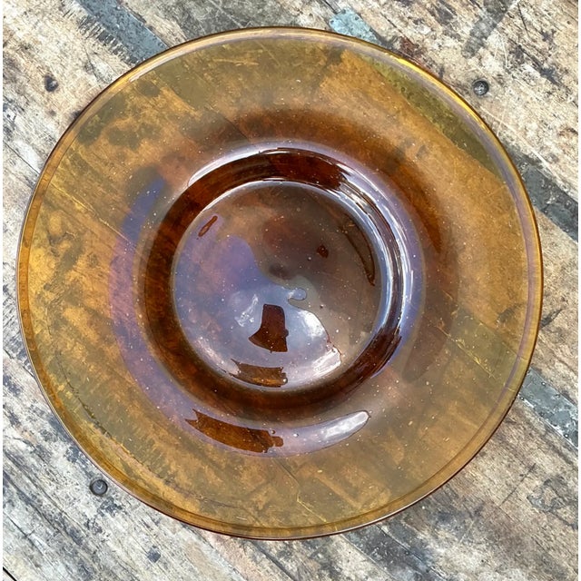 Vintage Amber Glass Serving Tray For Sale - Image 10 of 12