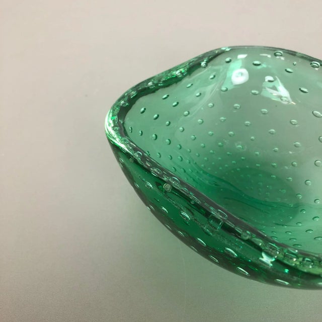 1970s Green Murano Glass Bullicante Ashtray, Italy, 1970s For Sale - Image 5 of 18