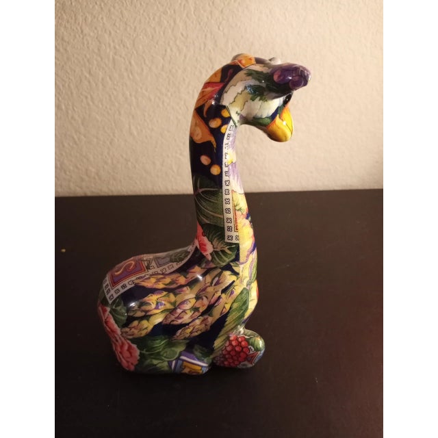 Asian Decoupage Sitting Giraffe Figurine For Sale - Image 3 of 8