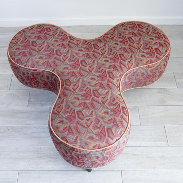Red Late 20th Century Milo Baughman for Thayer Coggin Trefoil Ottoman For Sale - Image 8 of 11